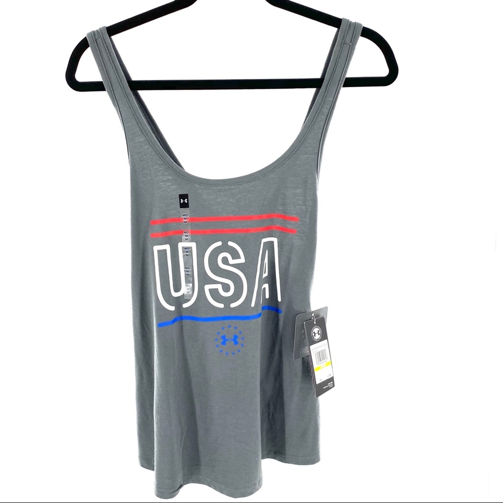 NWT Under Armour Gray Freedom USA Tank Top